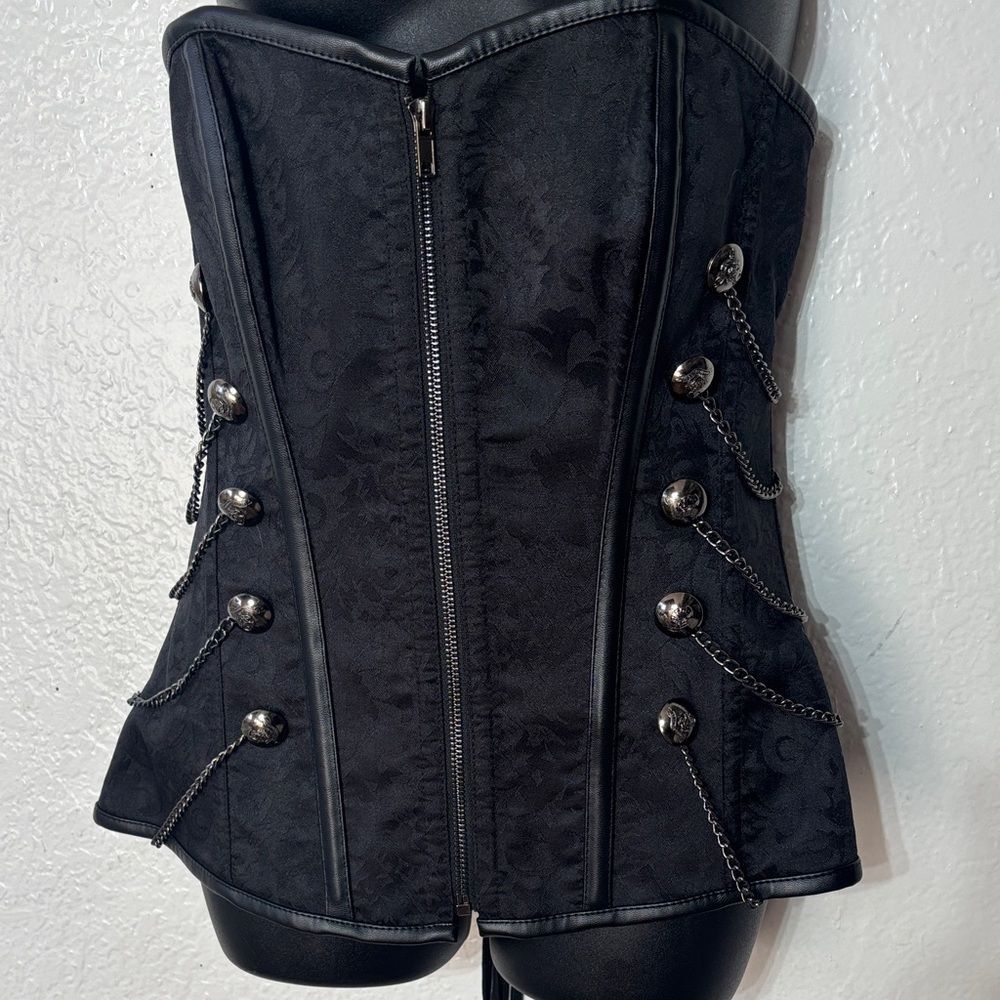 Spirit Halloween xl black steampunk goth chain corset top costume